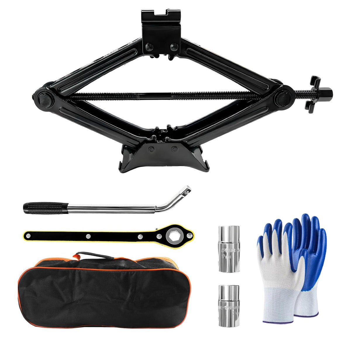 2 Ton Portable Scissor Jack Kit with Lug Wrench U1118