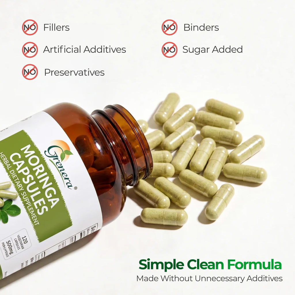 Moringa Capsules 500mg Moringa Oleifera Leaf Powder 120 Count X939009