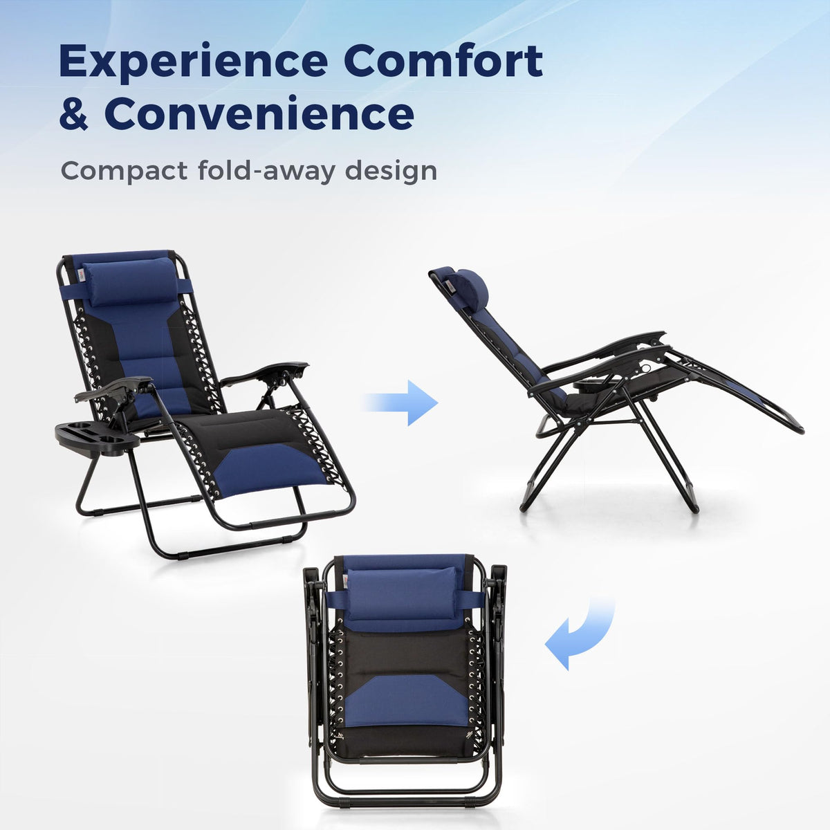 Foldable Zero Gravity Chair Set of 2 Blue I71868