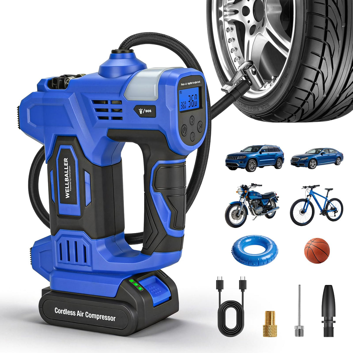 20V Cordless Portable Air Compressor 150PSI Q43778