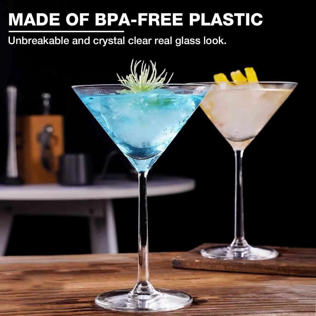 Clear 10 oz Plastic Martini Glasses Set of 6 F85222