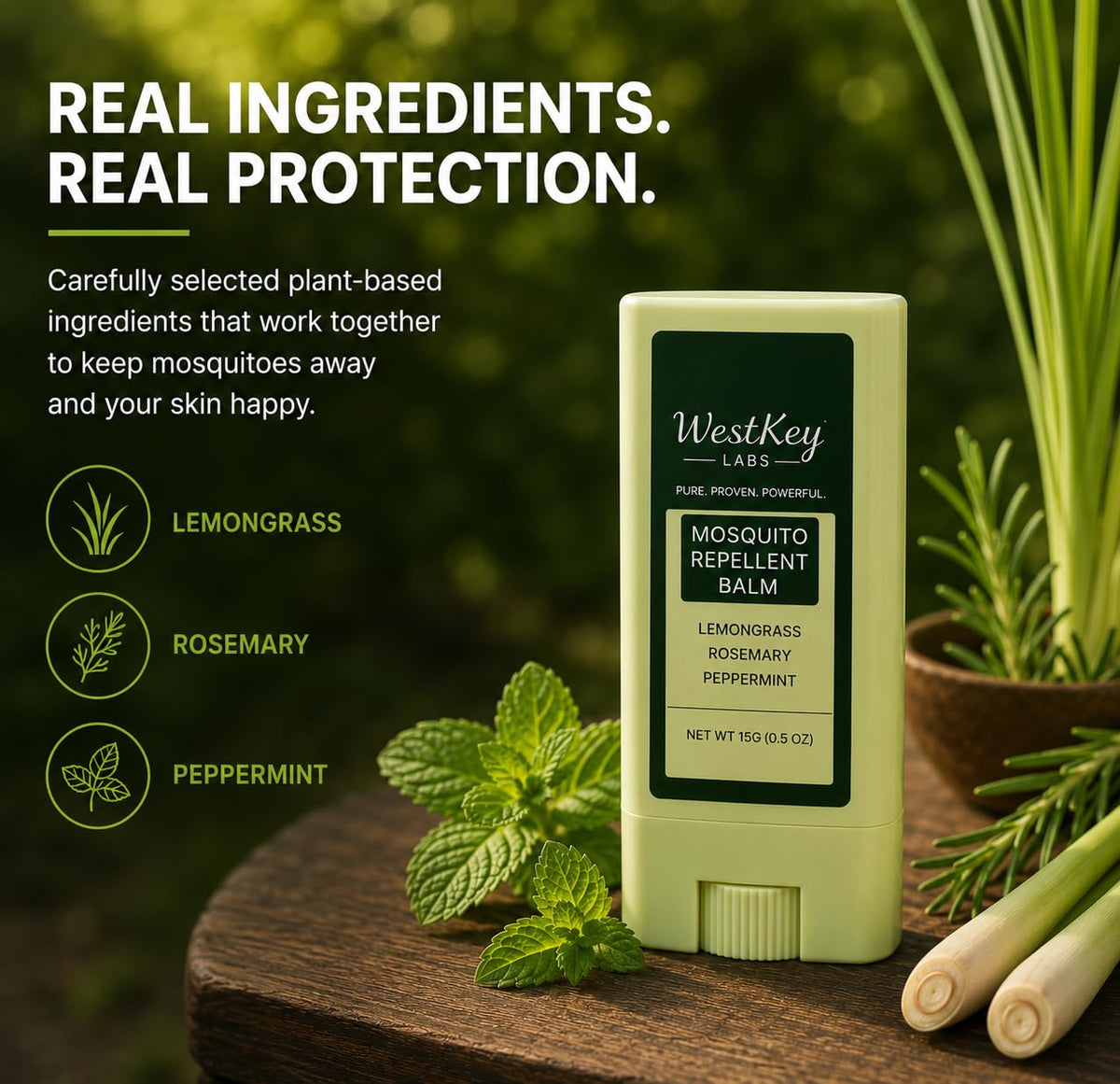 Mosquito Repellent Balm Stick 3-Pack 0.5oz DEET-Free Plant-Based L593