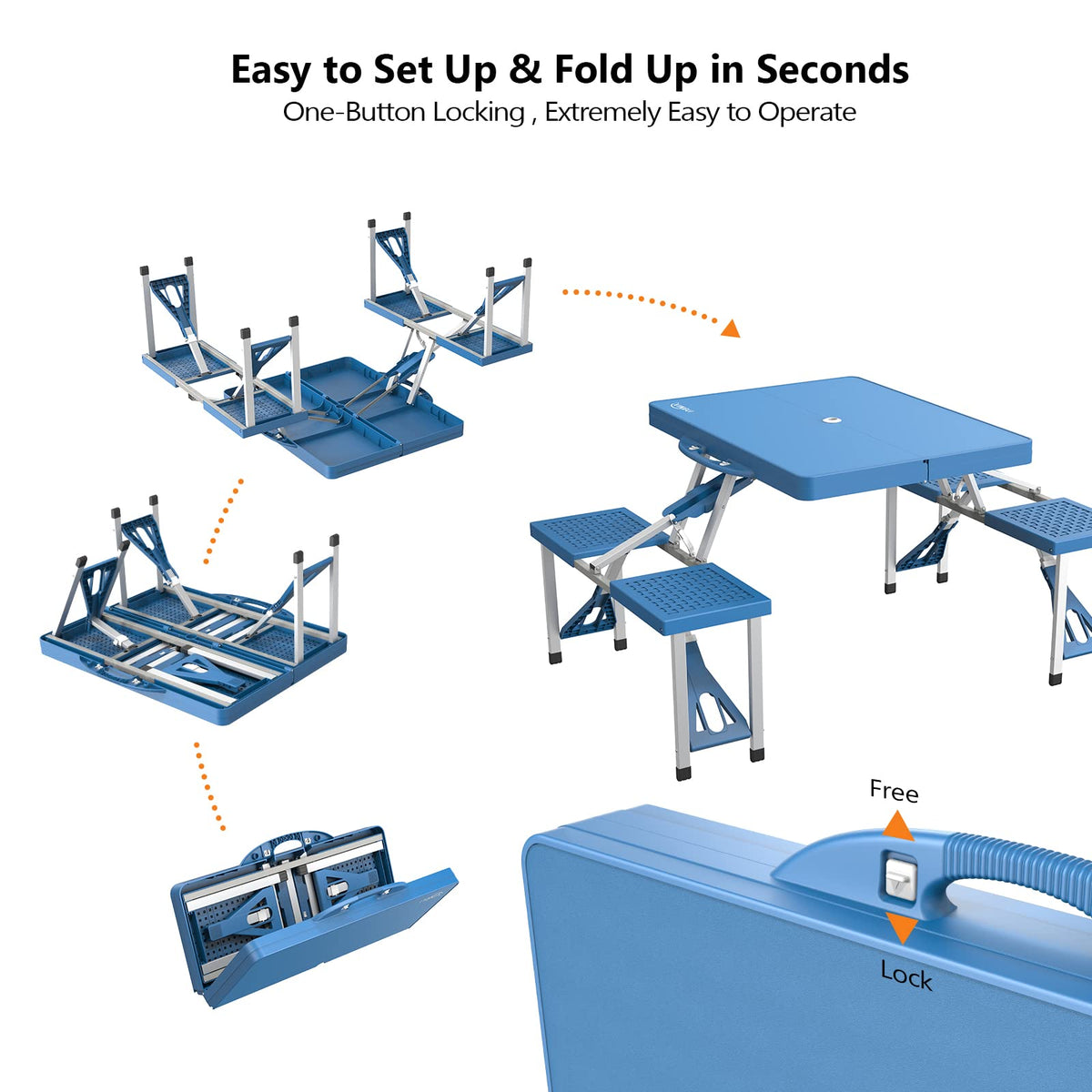 4 Ft Folding Picnic Table Set with 4 Seats D980030