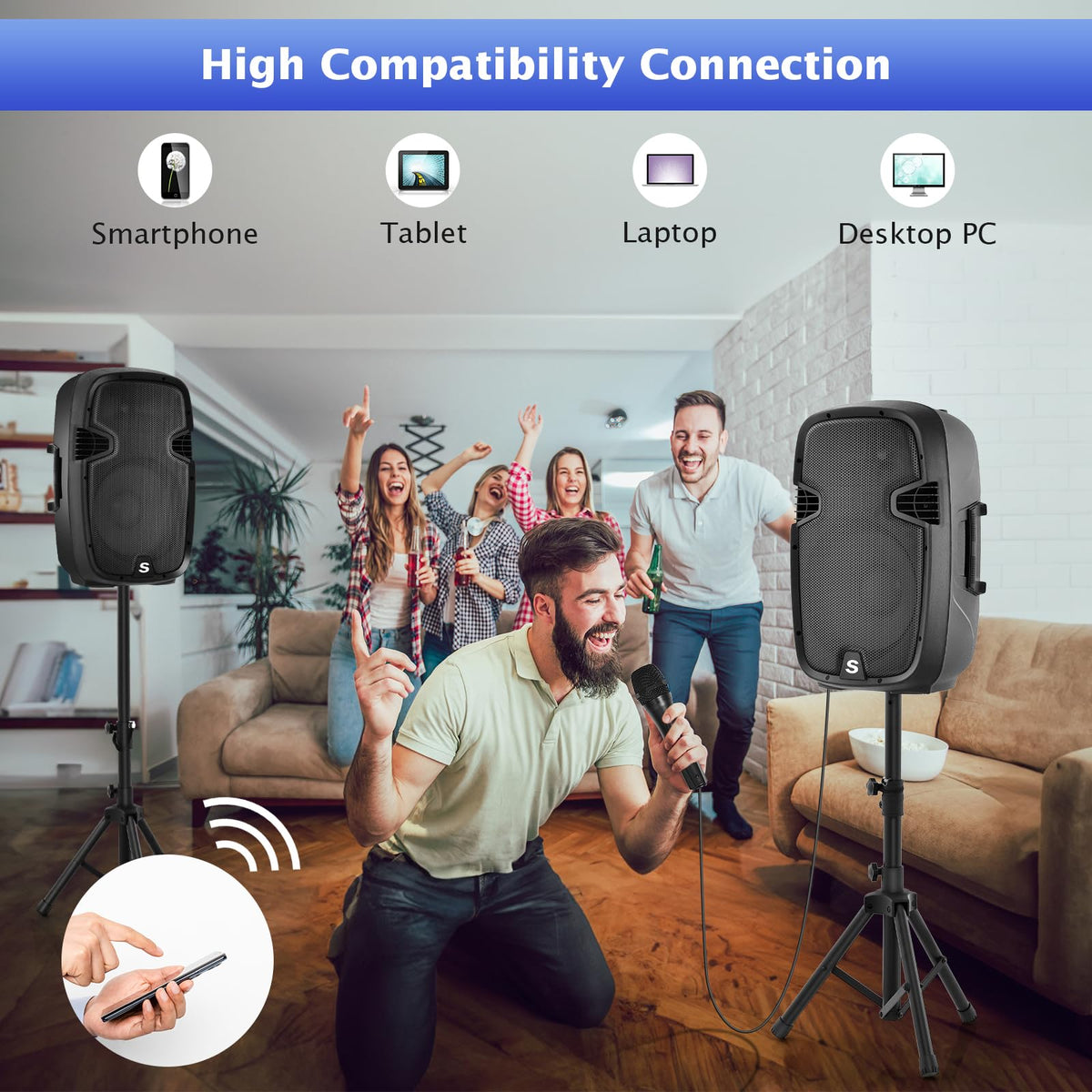 2000W 12" Portable Powered Speakers with Stands G563