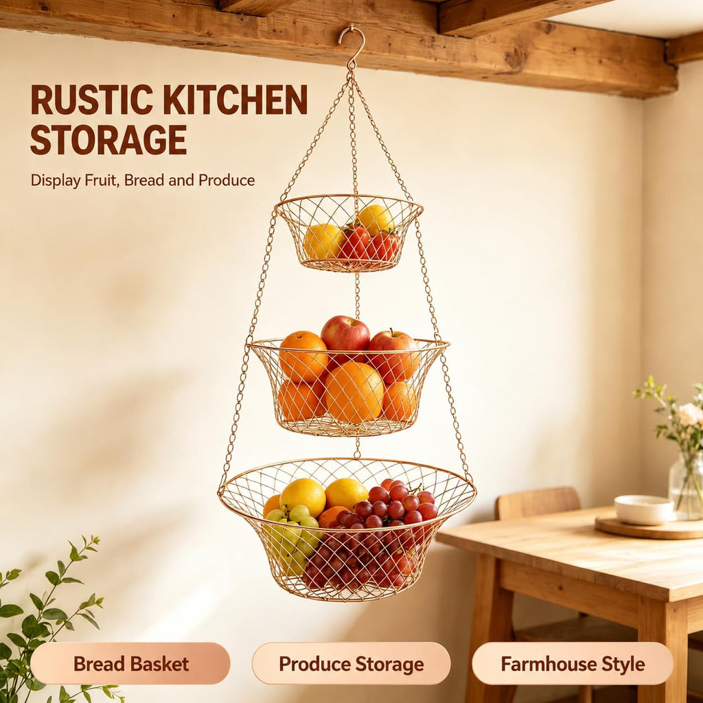 3-Tier Copper Hanging Basket N91732