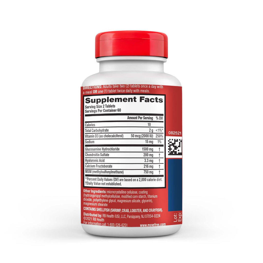 Glucosamine Chondroitin MSM Vitamin D3 Joint Support Supplement 120 Tablets 2 Pack V2677