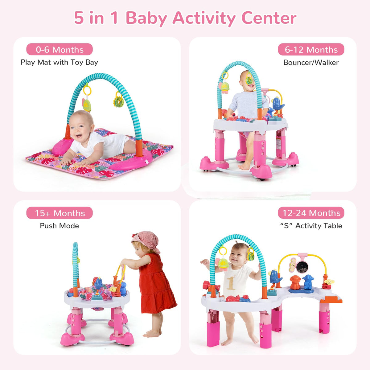 5 in 1 Baby Bouncer Activity Center with 360° Rotating Seat B8482