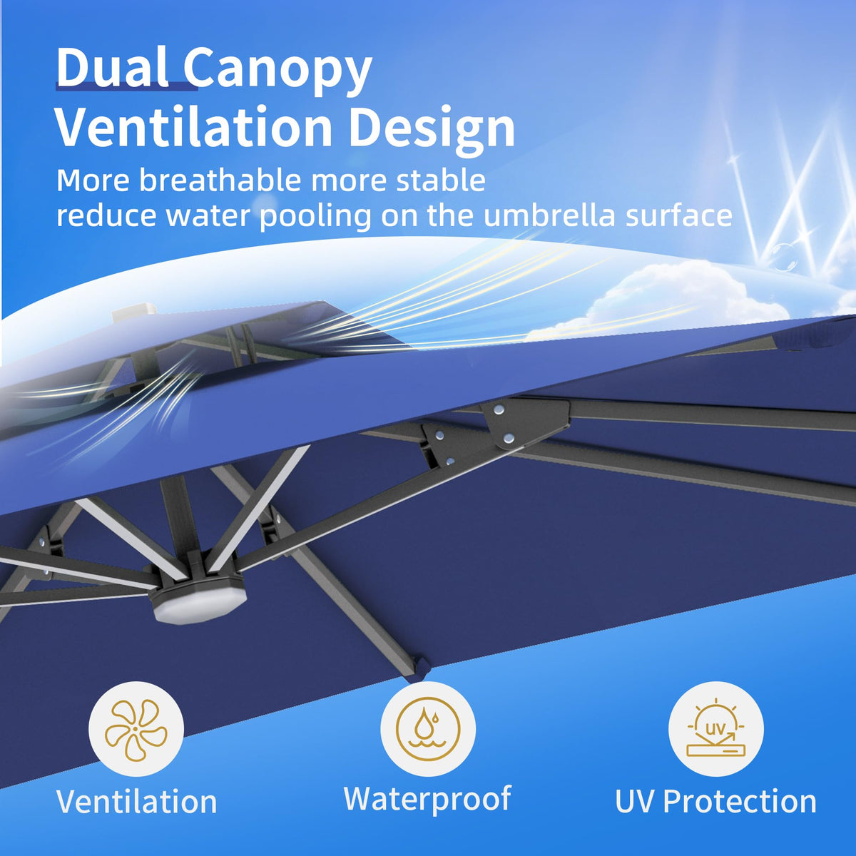 10 X 13 FT Cantilever Patio Umbrella with Base & Lights L919568