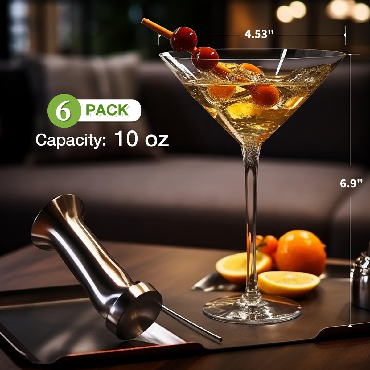 Clear 10 oz Plastic Martini Glasses Set of 6 F85222