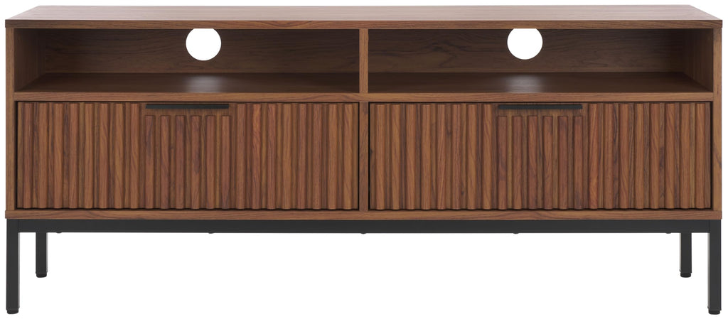 Walnut Brown Black 2 Drawer TV Stand J4513