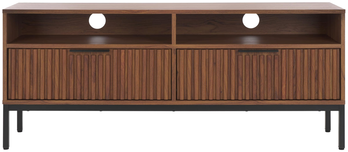 Walnut Brown Black 2 Drawer TV Stand J4513