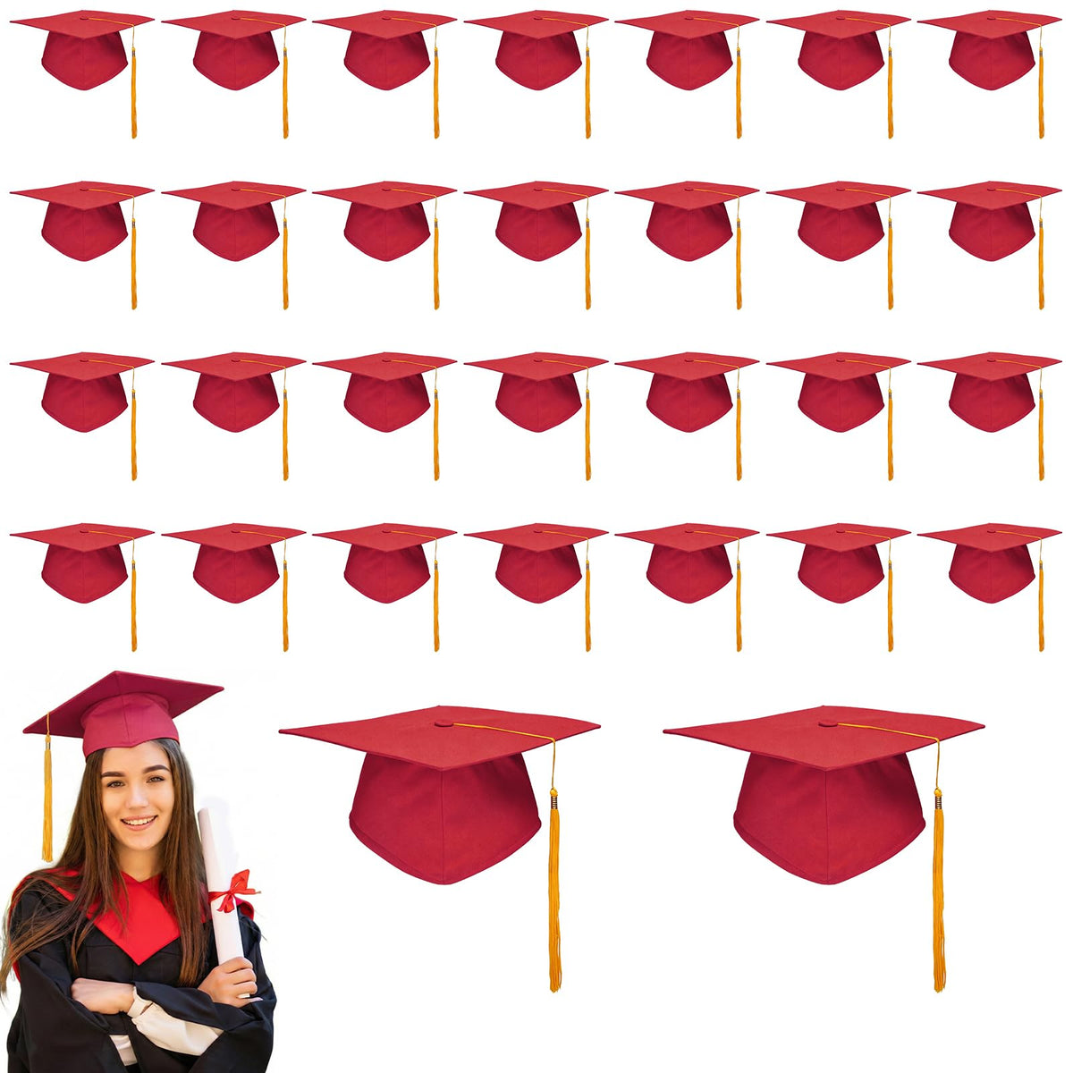 Graduation Cap with Tassel Adjustable Adult Graduation Hat S37572