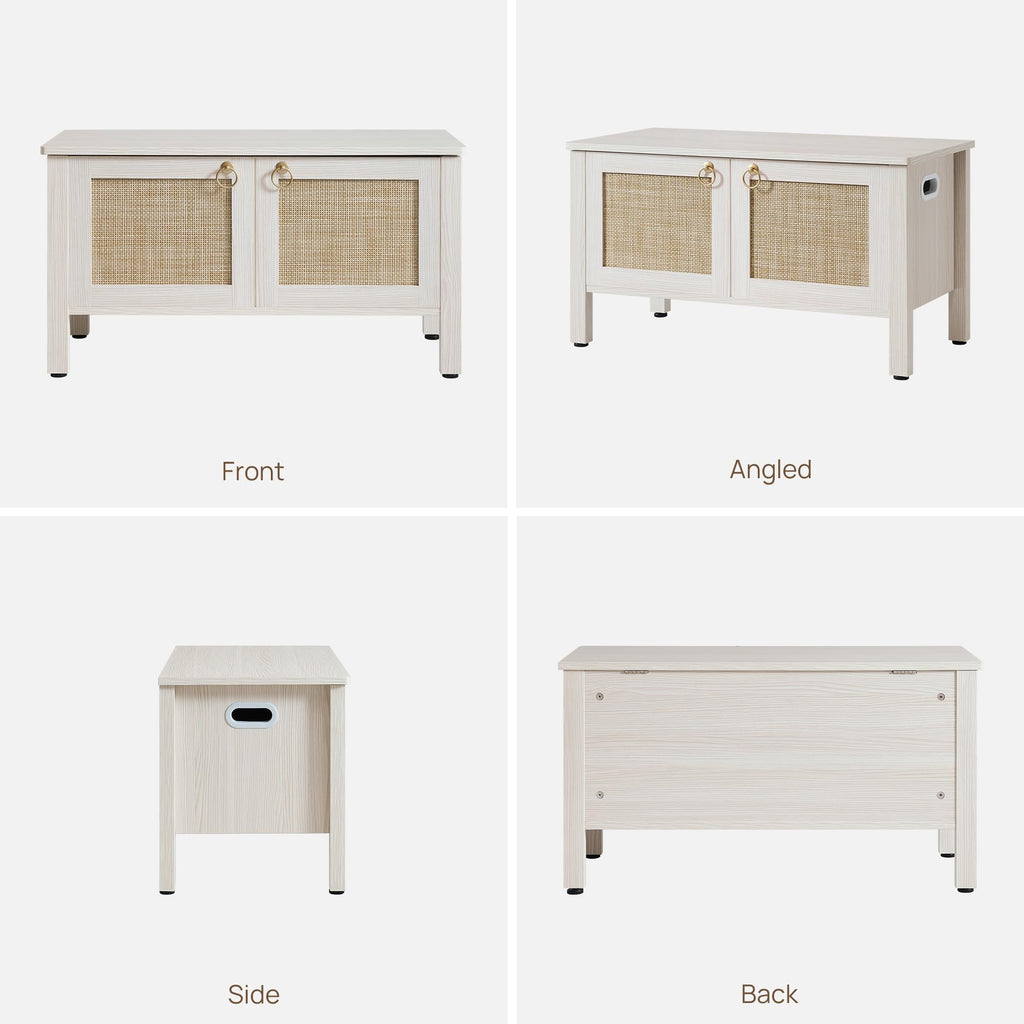 Rattan Storage Bench with 2 Safety Hinges Q1843