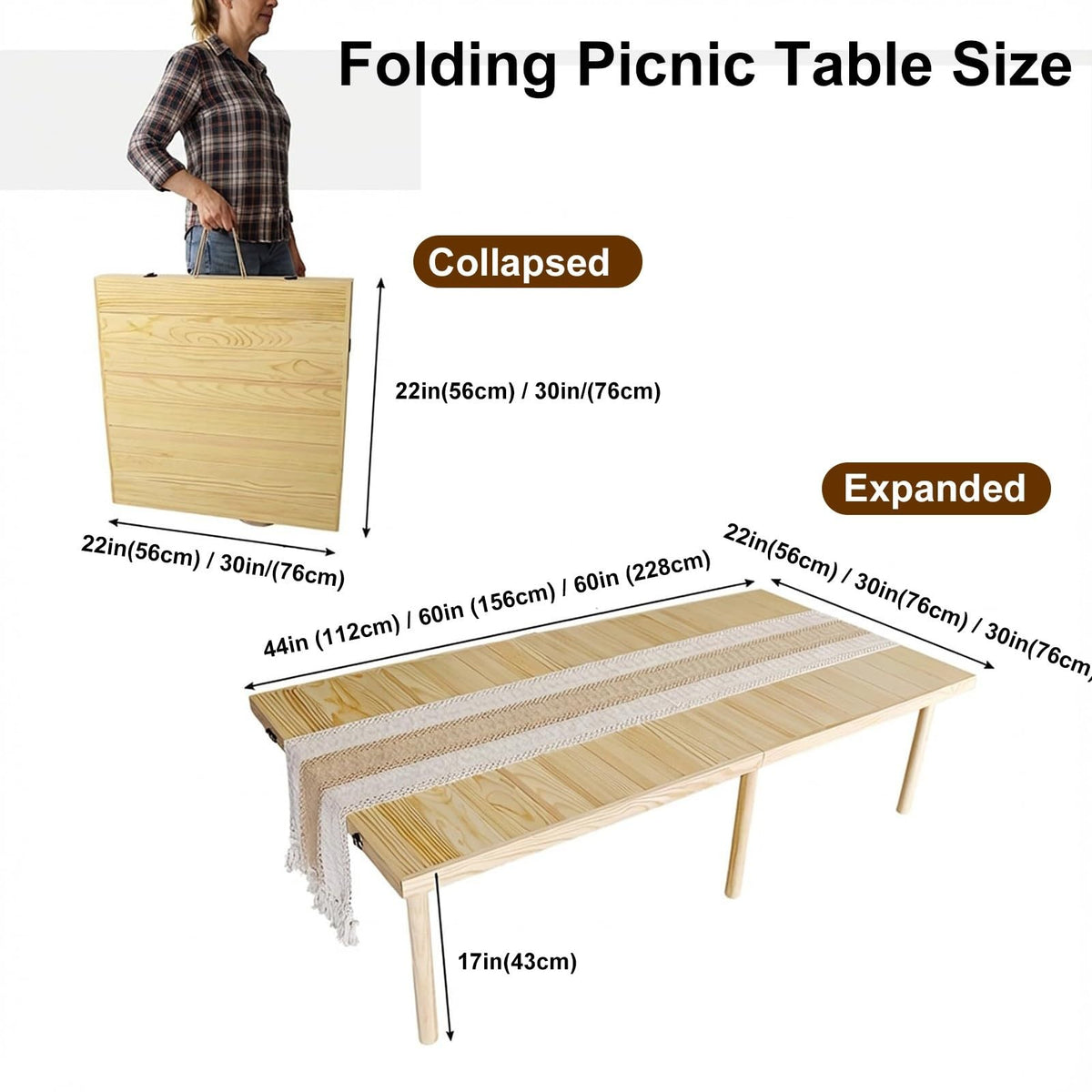 Wood Low Folding Picnic Table W64845
