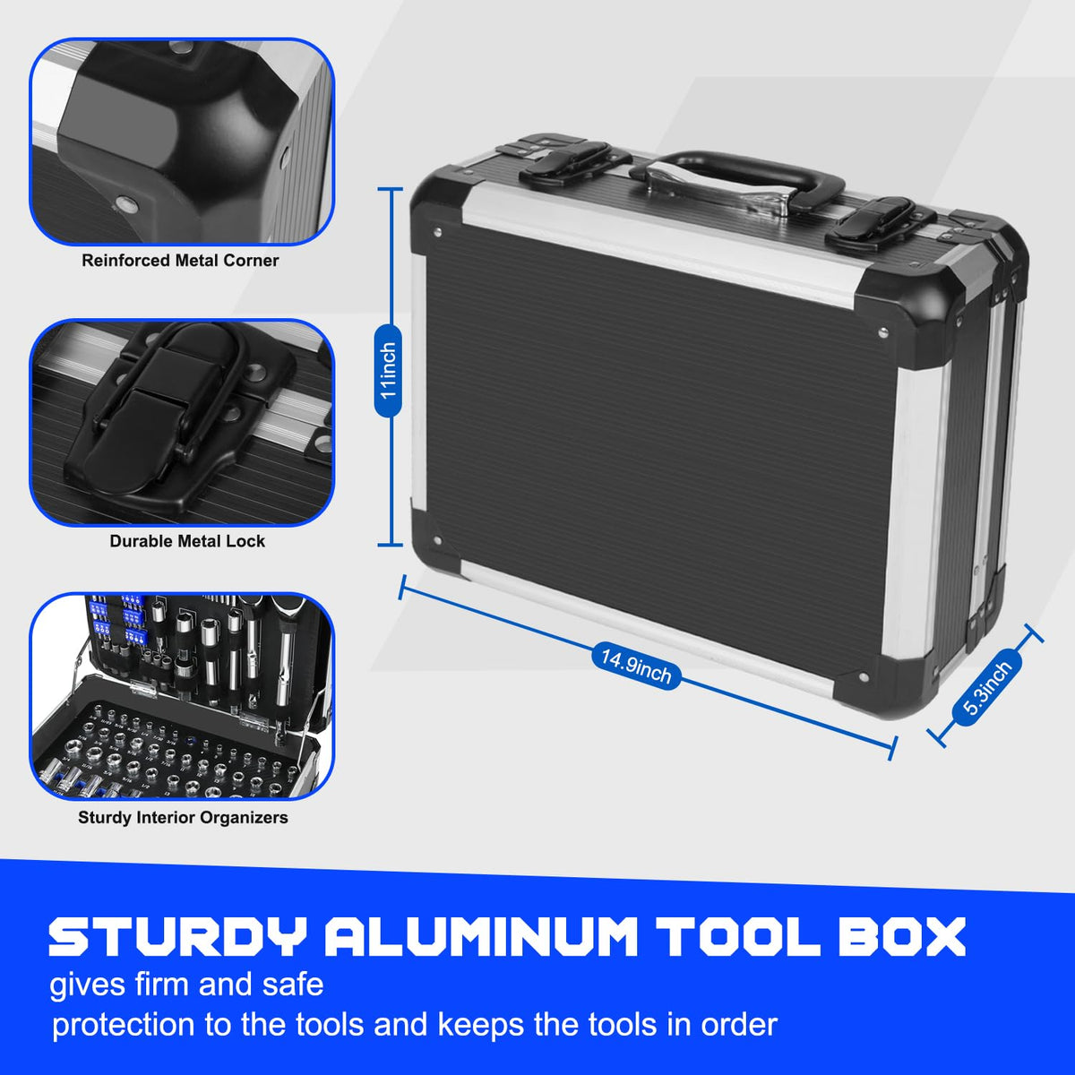 240-Pieces Mechanic Tool Set with Aluminium Tool Box O1473