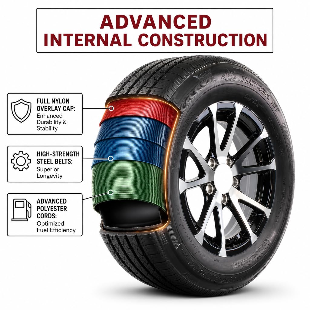 2-Pack Radial Trailer Tire Rim Assembly ST205/75R15 5 Lug Black E612