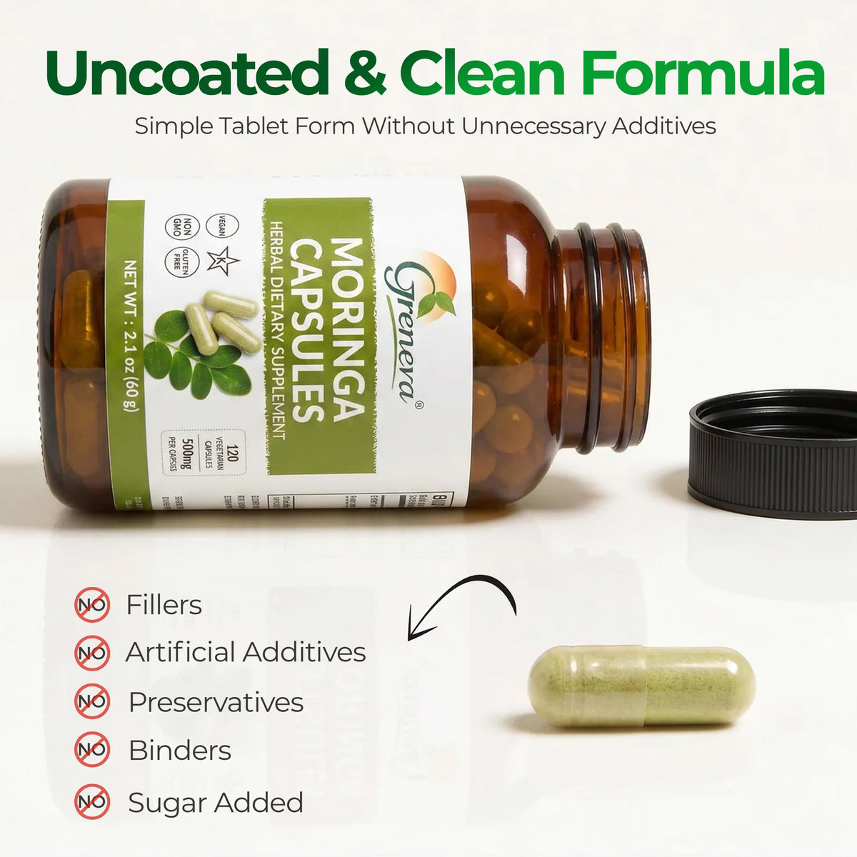 Moringa Capsules 500mg Moringa Oleifera Leaf Powder 120 Count X939009