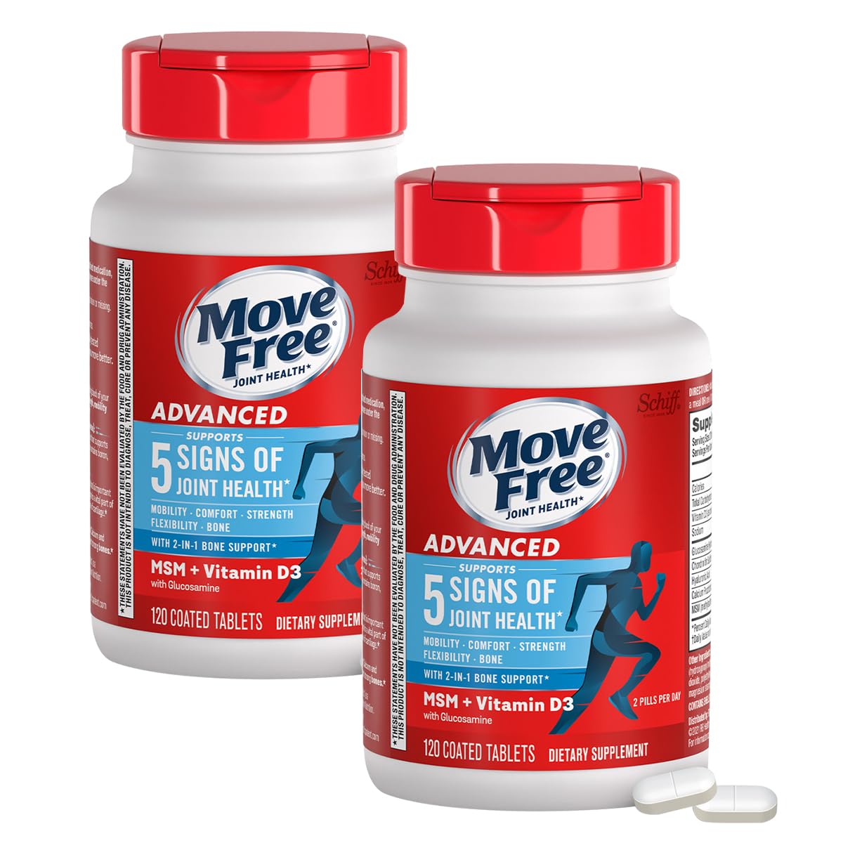 Glucosamine Chondroitin MSM Vitamin D3 Joint Support Supplement 120 Tablets 2 Pack V2677