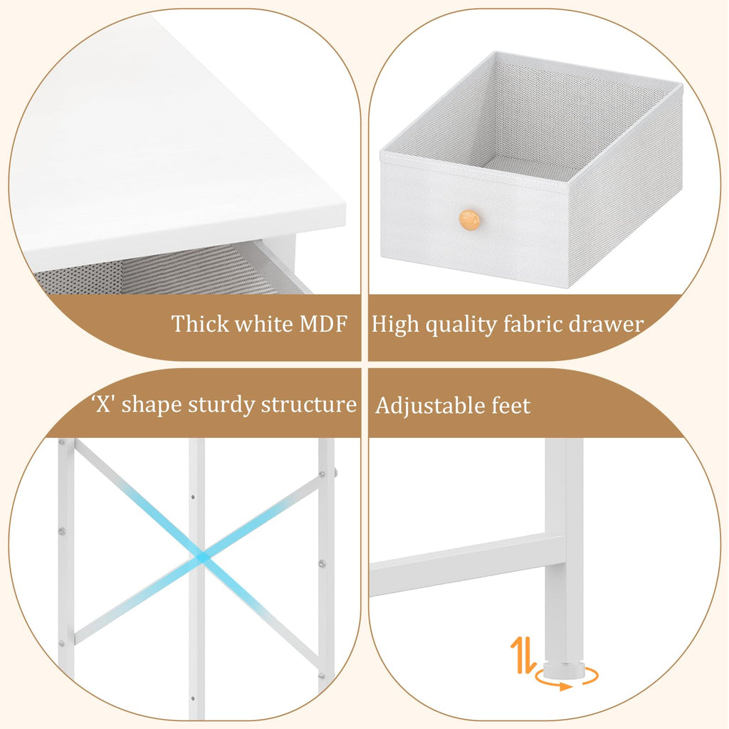 White Compact Vanity Desk with Mirror and Chair M7972