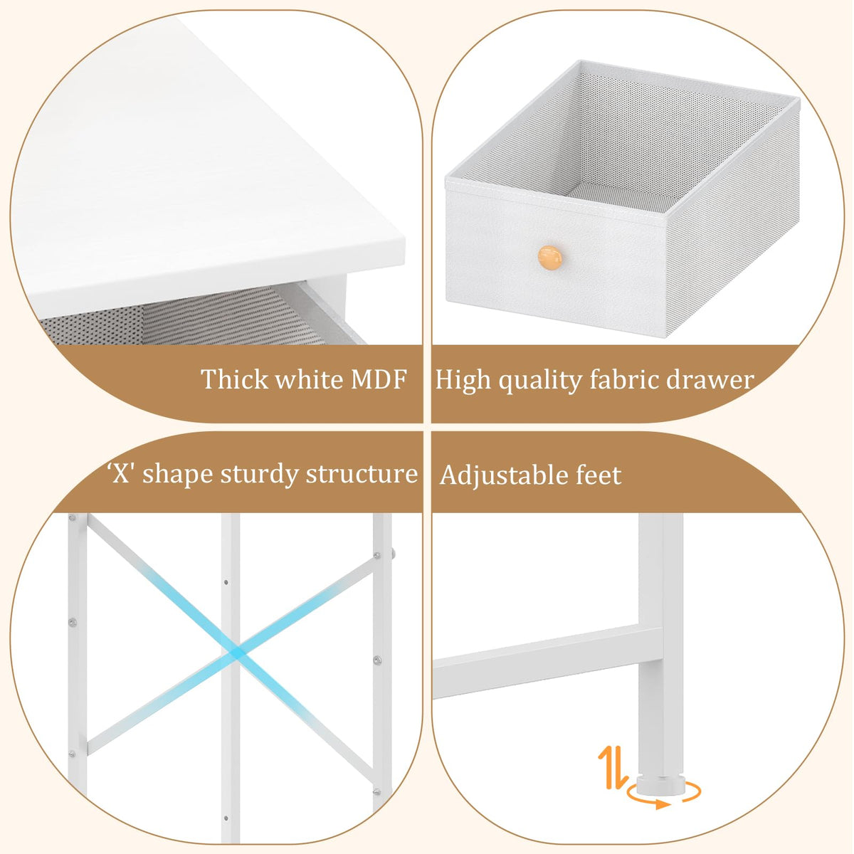 White Compact Vanity Desk with Mirror and Chair M7972