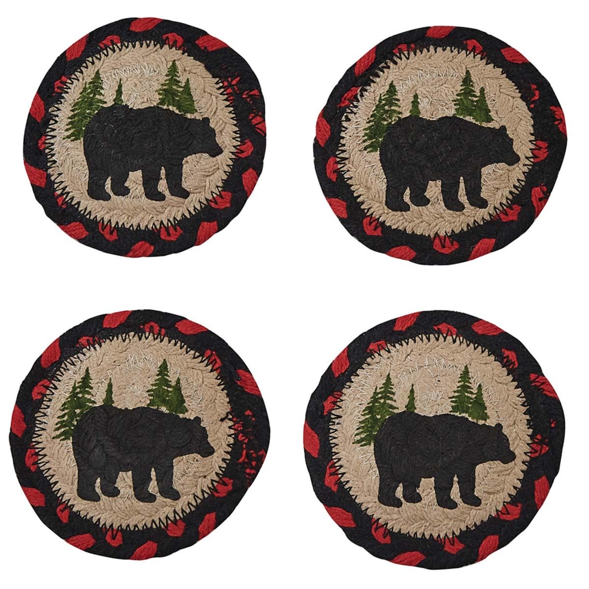 Bear Silhouette Braided Coasters Set of 4 F30977