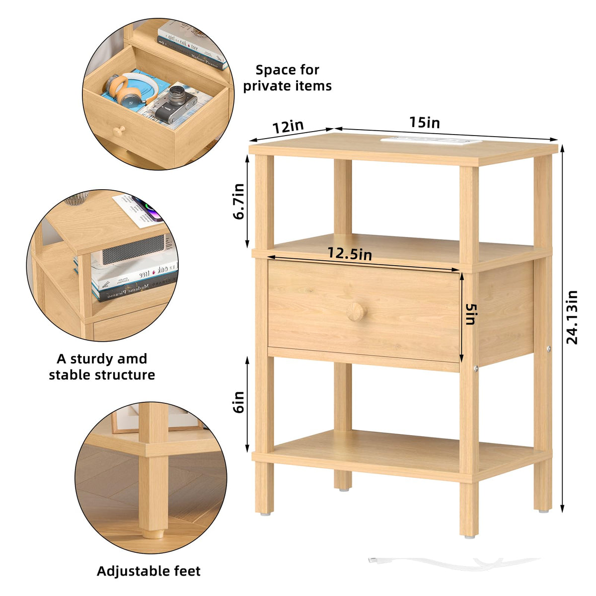 3 Tier Storage End Table Set 2 T979