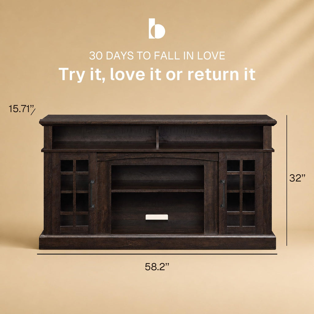 58" Espresso TV Stand & Media Entertainment Center W87789
