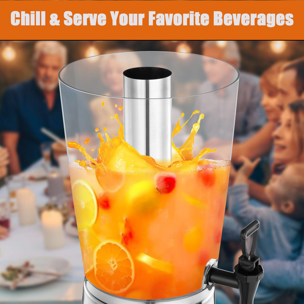 2 Gallons Stainless Steel Beverage Dispenser with Stand and Spigot O570466