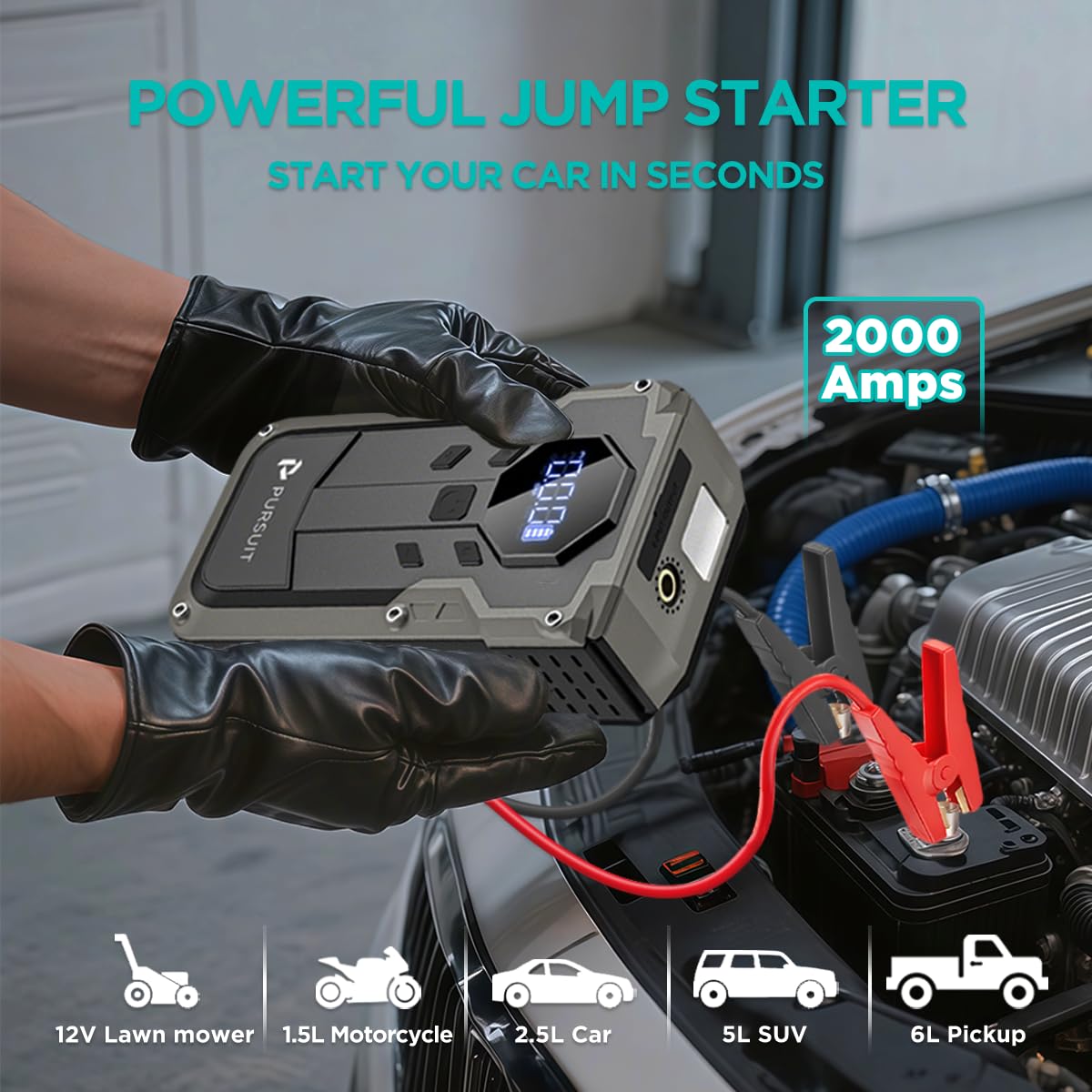 2000A Peak 150PSI Portable Jump Starter with Air Compressor T716