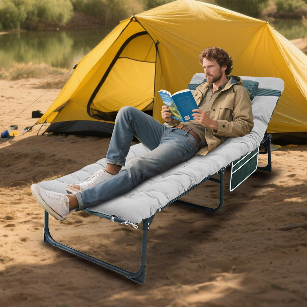Folding Camping Cot with Mattress and Pillow W2594