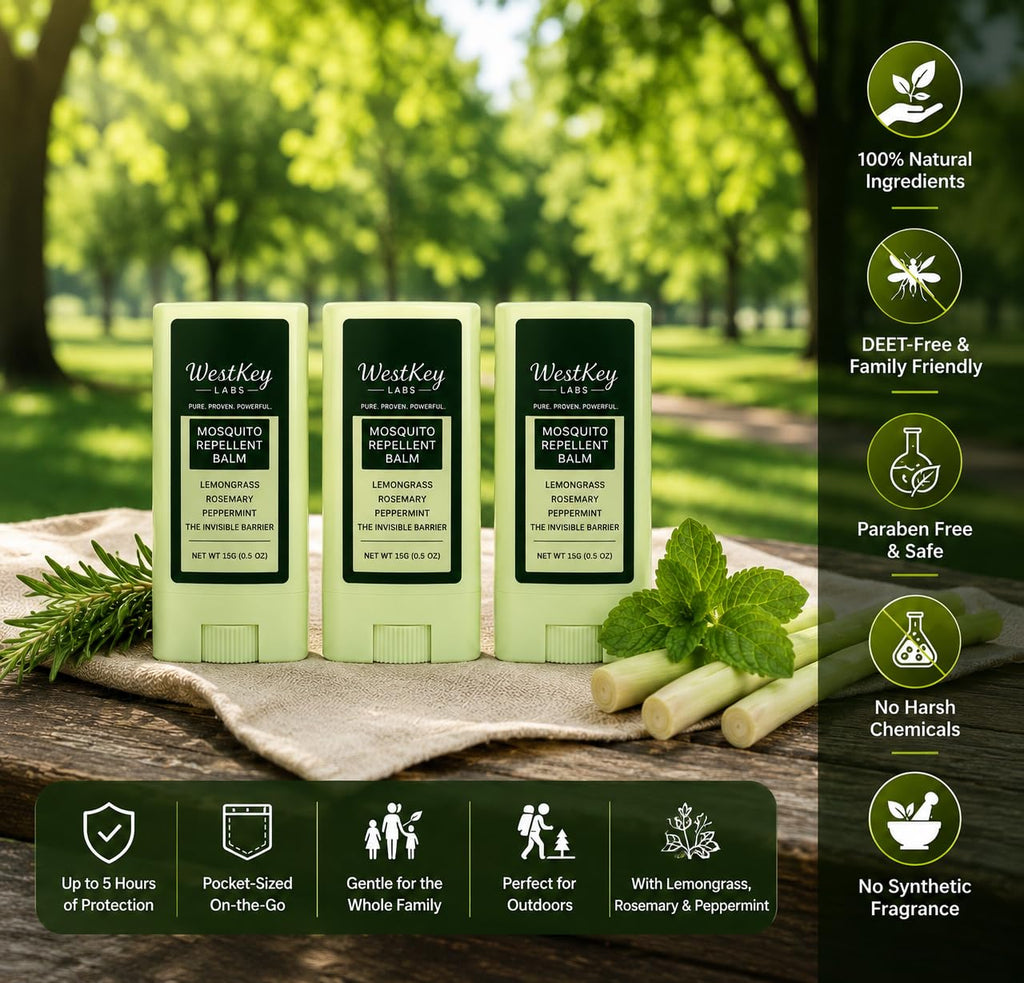 Mosquito Repellent Balm Stick 3-Pack 0.5oz DEET-Free Plant-Based L593