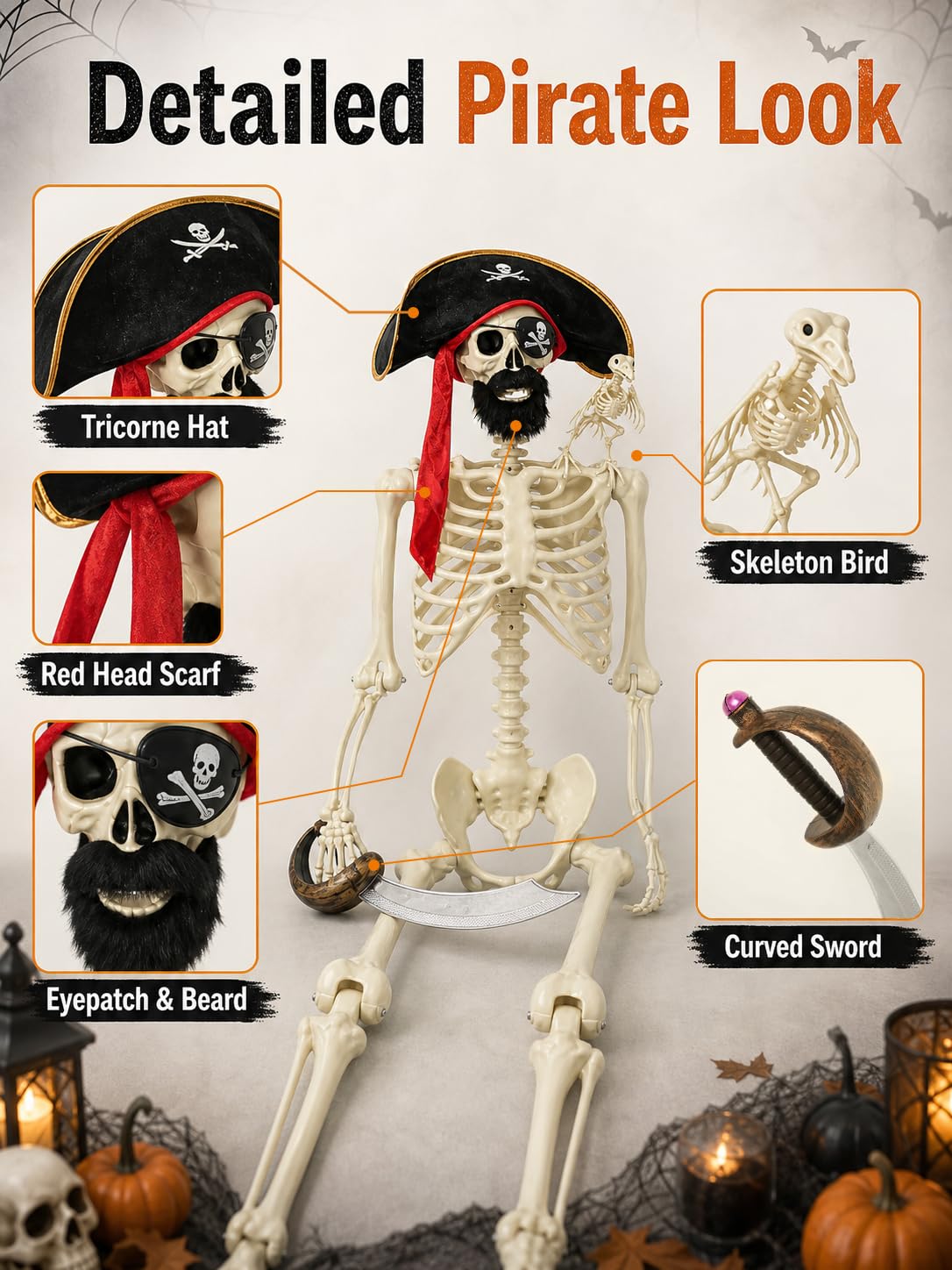 5.4 Ft Halloween Skeleton Decoration U9224