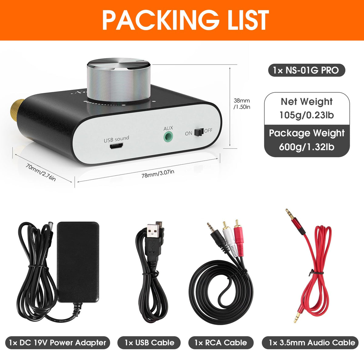 Mini Bluetooth 5.0 Stereo Power Amplifier 50W×2 Black L83786