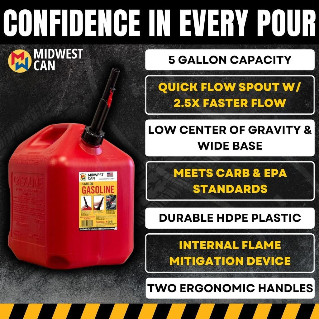 5 Gallon Gas Can Fuel Container with Spout 2 Pack Q358180