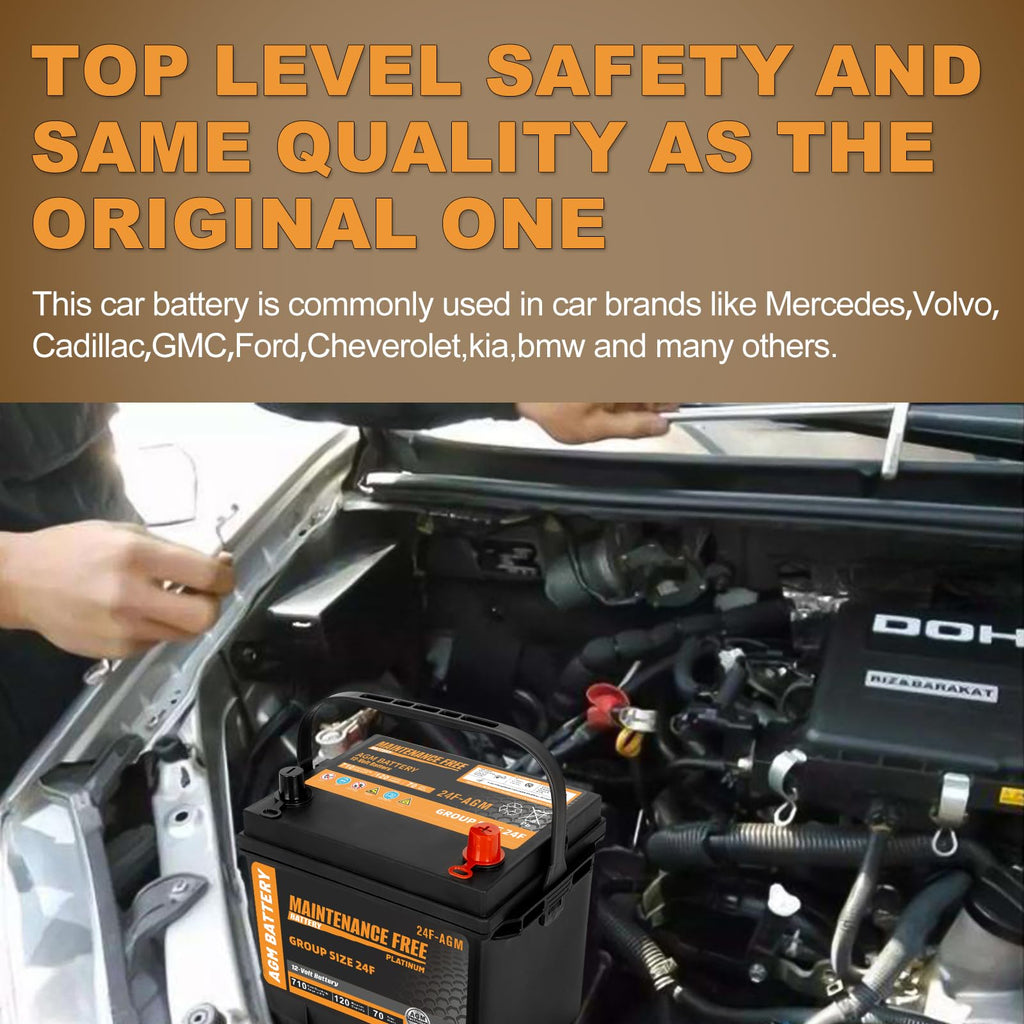 Group Size 24F AGM Automotive Battery 12V 70Ah 710 CCA G187
