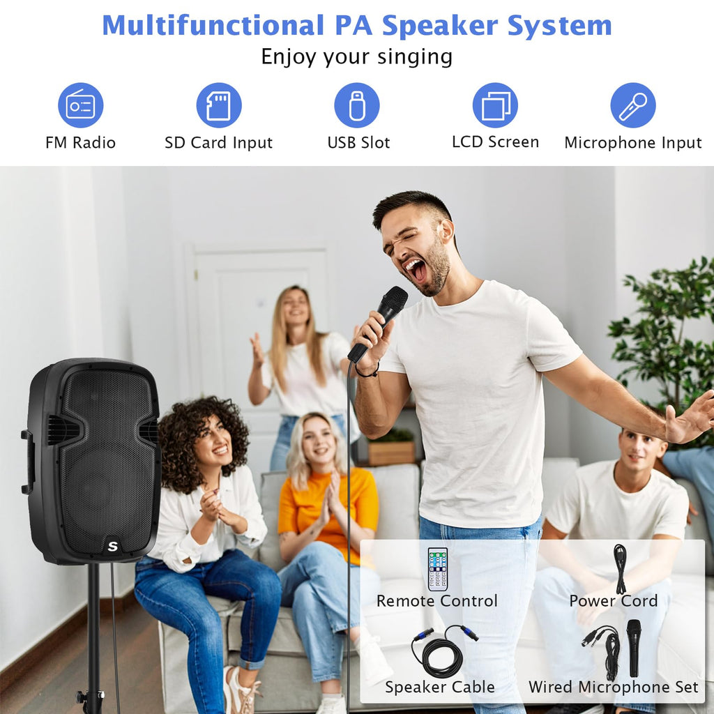 2000W 12" Portable Powered Speakers with Stands G563