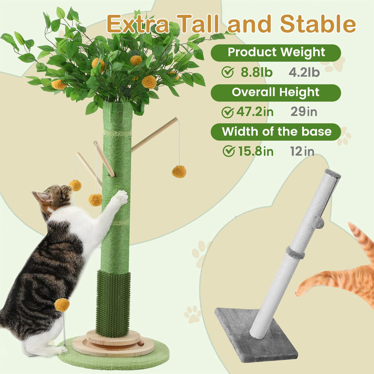 46" Tall Natural Sisal Cat Scratching Post J122129