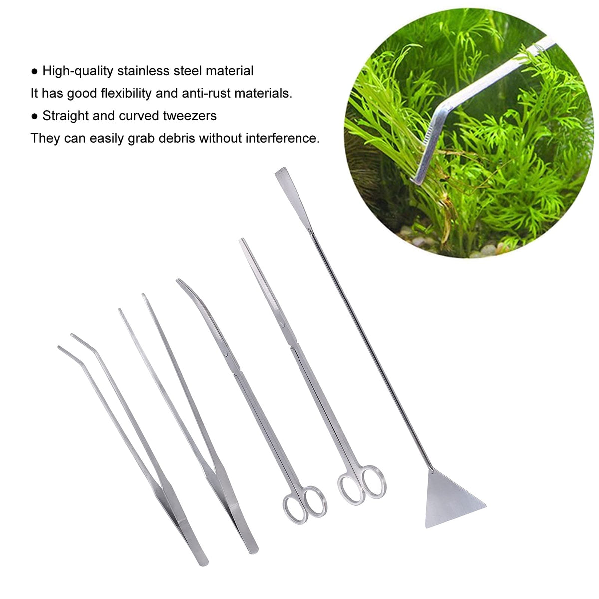 5 in 1 Stainless Steel Aquarium Cleaning Tool Kit R46234