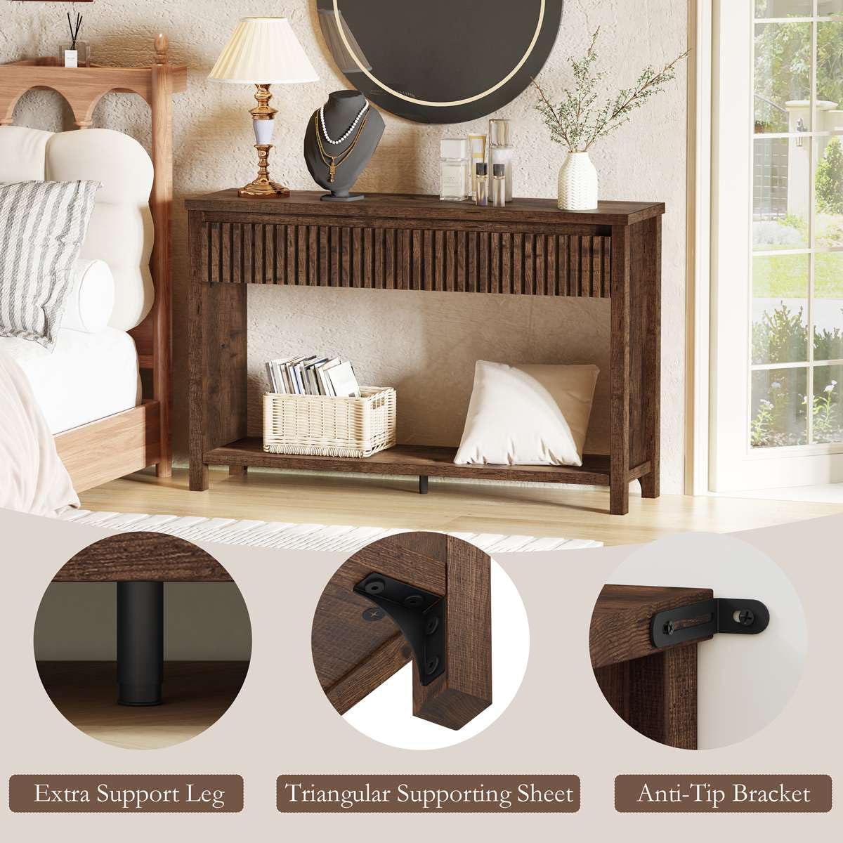 47" Fluted Console Table with Drawers Z894185