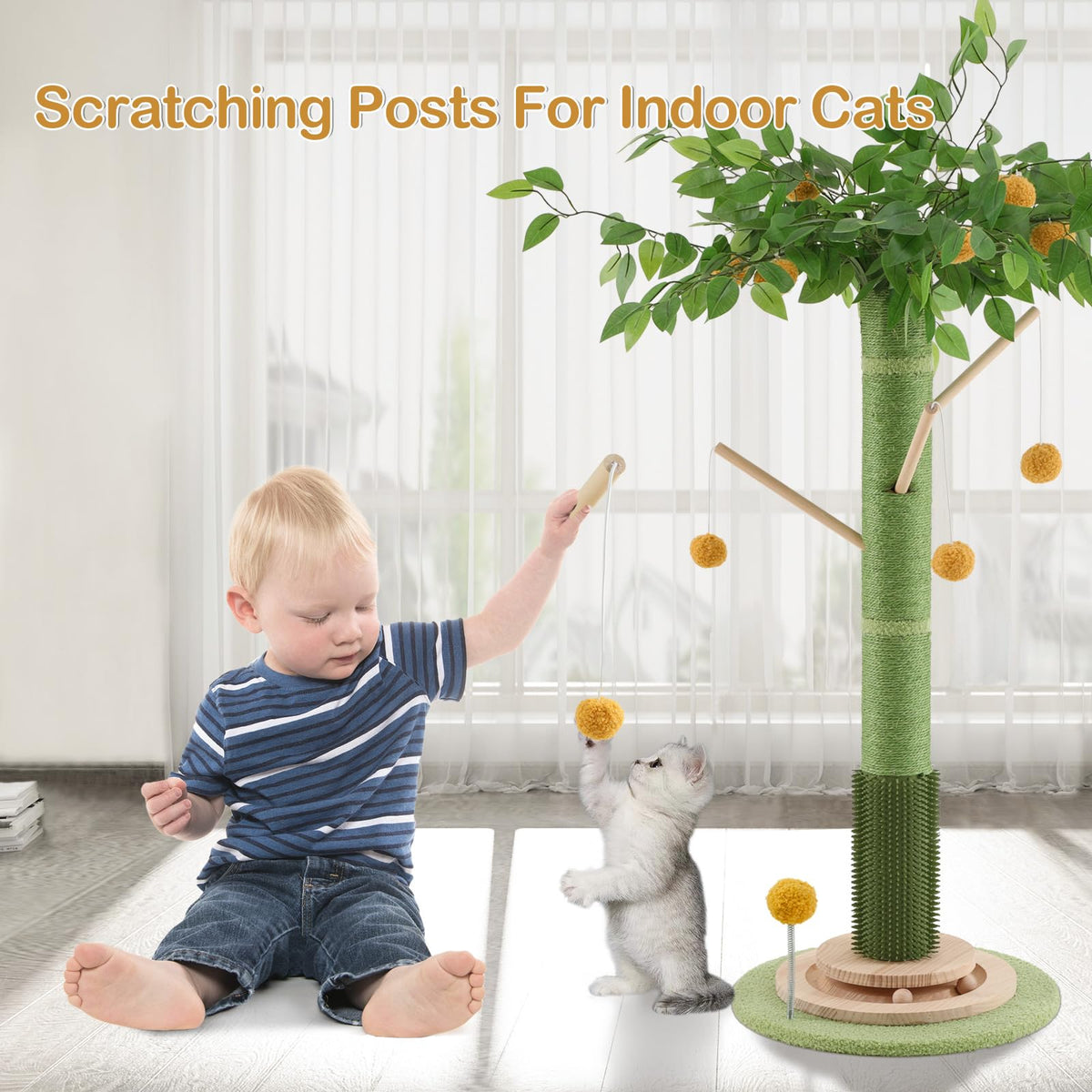 46" Tall Natural Sisal Cat Scratching Post J122129