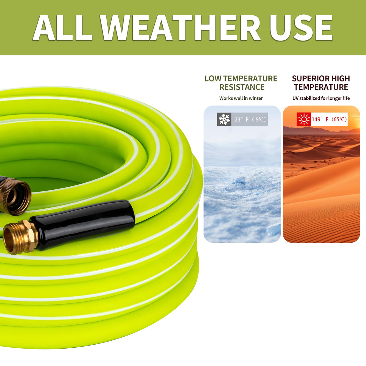 100FT x 5/8" Lightweight Hybrid Rubber Garden Hose F2329