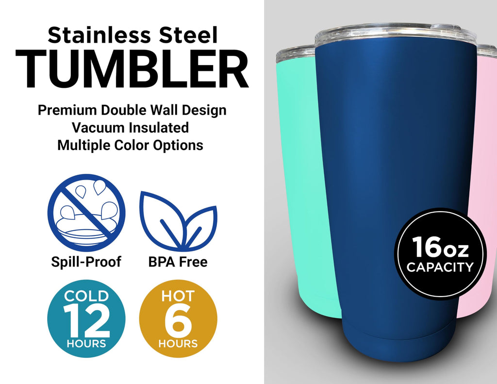 16 oz Insulated Stainless Steel Tumblers 2 Pack Black U31331