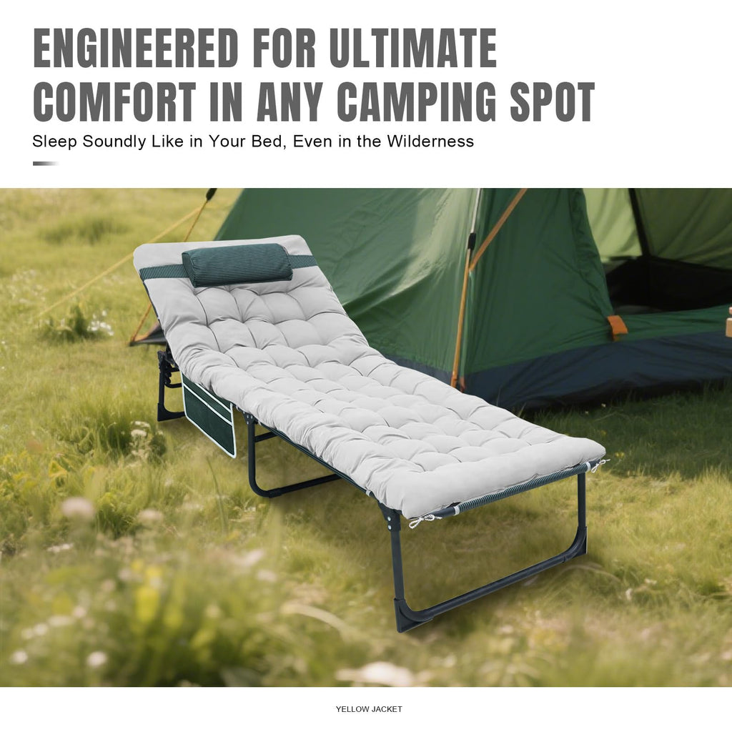 Folding Camping Cot with Mattress and Pillow W2594