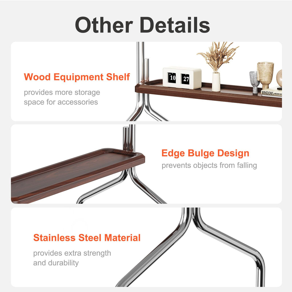 Rolling TV Stand for 32-75" TVs with Shelf I387