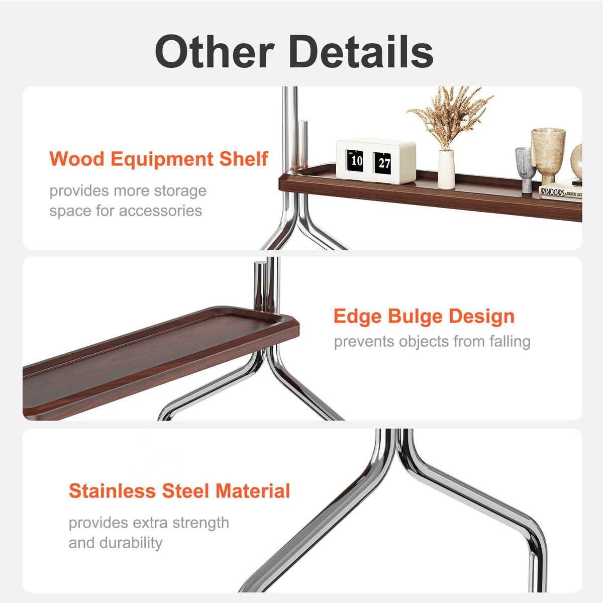 Rolling TV Stand for 32-75" TVs with Shelf I387