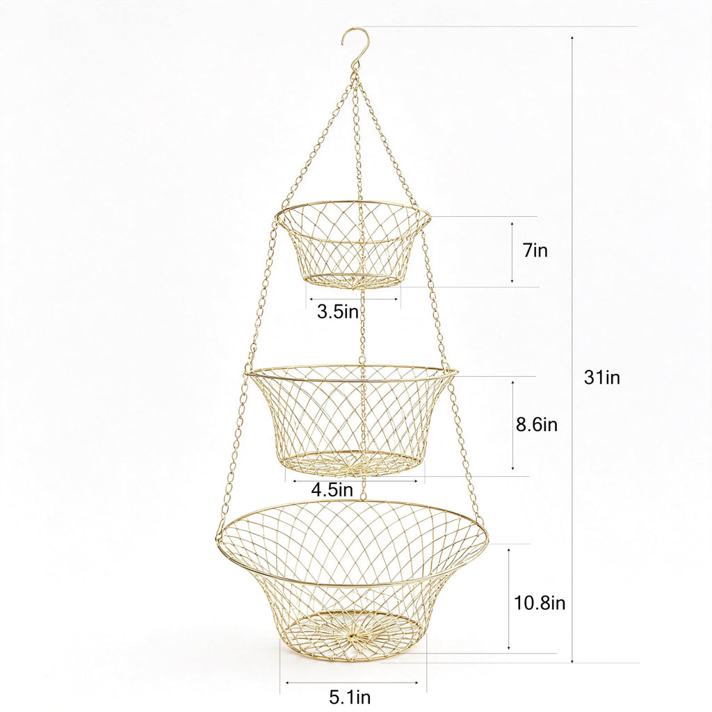 3-Tier Copper Hanging Basket N91732