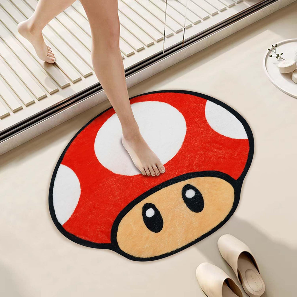 Red Irregular Shaped Non-Slip Absorbent Washable Bath Mat S8157