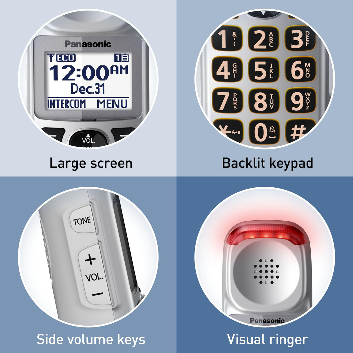 Amplified Cordless Phone with Slow Talk and Hearing Aid Compatibility Z693824