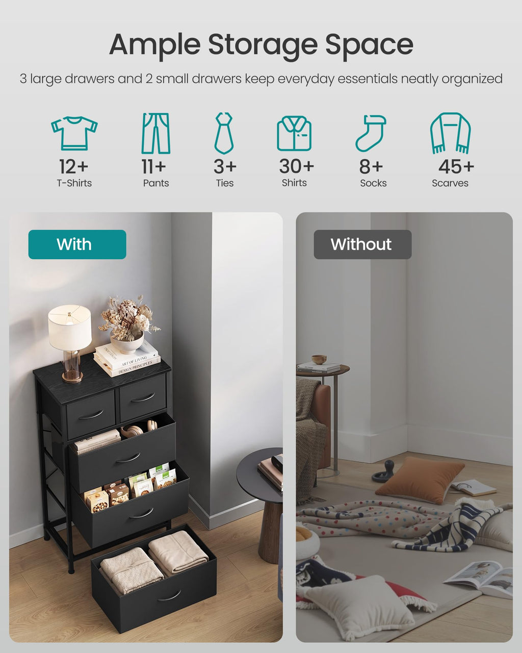 Tall Dresser with 5 Fabric Drawers O92864