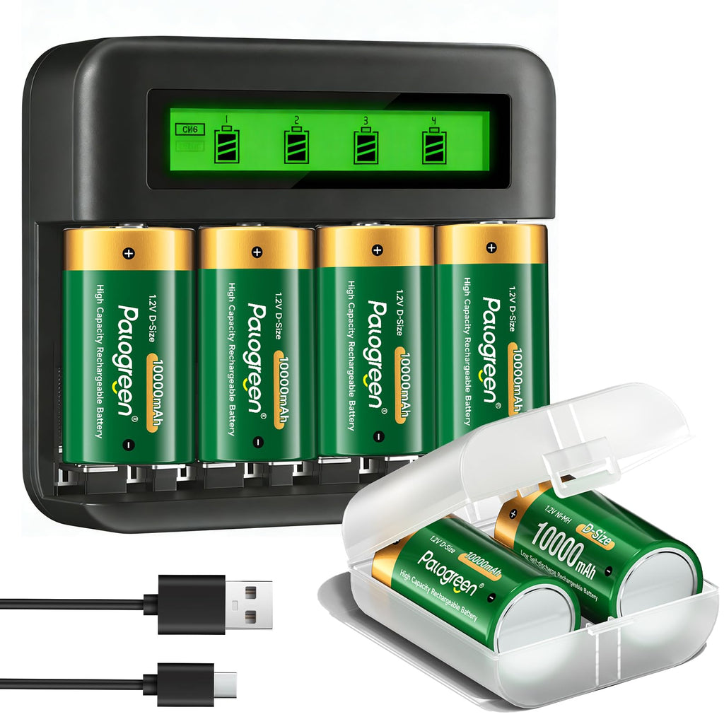 Rechargeable D Batteries with Charger A555658